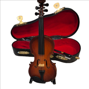 Miniature Violin with Case, Bow And Stand